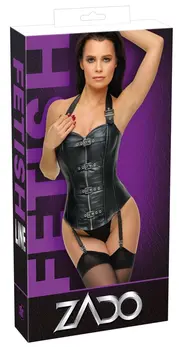 Cottelli Collection Leather Corsage Black 2XL, Adjustable Straps
