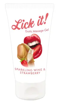 Lick it! Wine-Strawberry Vegan Massage Gel 50 ml - Scented Water-Based Formula