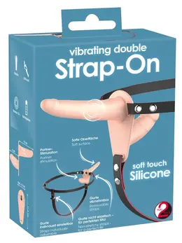 You2Toys Vibrating Double Strap-On Set, Adjustable Harness, Black