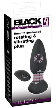 Black Velvets RC Rotating Silicone Anal Plug 14 cm with Remote Control