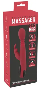 You2Toys Silicone Rabbit Intimate Machine Red-Black 10 Modes 26.5cm