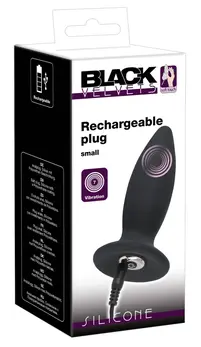 Black Velvets S Vibration Silicone Plug Rechargeable, 11cm, Black