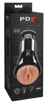 PDX Elite Compressor Vibrating Intimate Machine with Suction, 21 cm, Black