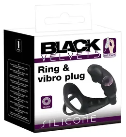 You2Toys Vibrating Silicone Plug & Ring Set, Black, 11.2 cm
