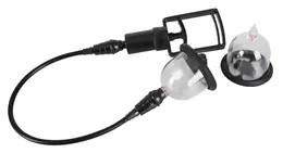 Bad Kitty Vibrating Nipple Cup Set with Hand Pump, Transparent, 5.7 cm
