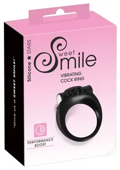Sweet Smile Black Vibrating Ring Silicone Flexible 3.2cm