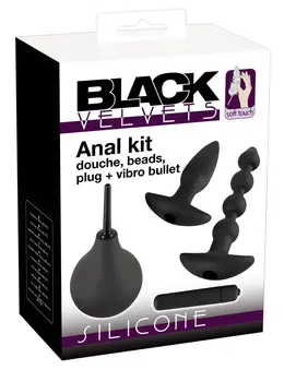 Black Velvets Anal Kit 4-Piece Silicone Set with Intimate Douche