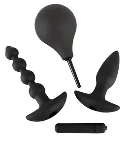 Black Velvets Anal Kit 4-Piece Silicone Set with Intimate Douche