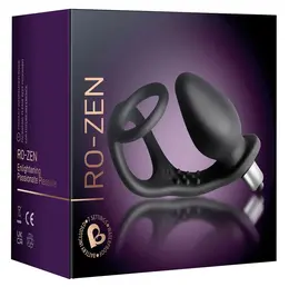 Rocks-Off RO-ZEN Black - Silicone Vibrating Ring & Plug Set, 7 Modes