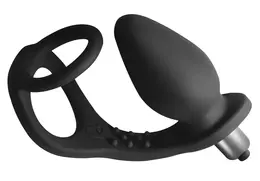Rocks-Off RO-ZEN Black - Silicone Vibrating Ring & Plug Set, 7 Modes
