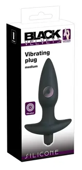 Black Velvet Medium Vibrating Anal Plug Silicone 15 cm Black