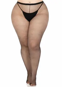 Leg Avenue Plus Elastane Micro Net Tights Black XL Comfort Fit