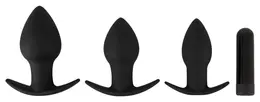 Black Velvets Anal Training Silicone Plug Set with 10-Mode Vibrating System