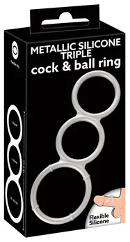 You2Toys Metallic Triple Silicone Intimate Support Ring Set, Silver, Flexible