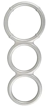 You2Toys Metallic Triple Silicone Intimate Support Ring Set, Silver, Flexible