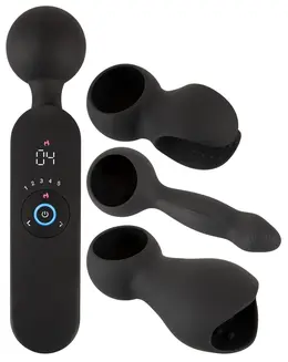 Couples Choice Wand Multi-Attachment Vibrating Massager, 21.5 cm, Black