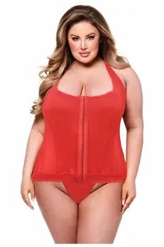 Baci Bustier Red 3X/4X - Elegant Lace-Up Corset Plus Size