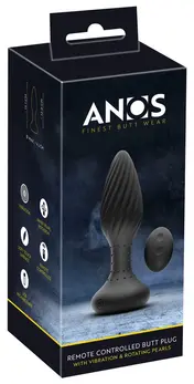 ANOS Remote Control Spiral Intimate Plug with Rotating Beads 15.1cm Black