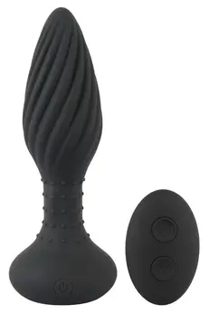 ANOS Remote Control Spiral Intimate Plug with Rotating Beads 15.1cm Black