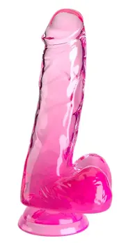 King Cock Clear 6 Inch System with Base Pink Transparent TPE