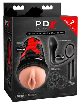 PDX Elite Vibrating System Set 7-in-1 with Stimulation Accessories