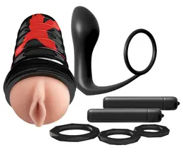 PDX Elite Vibrating System Set 7-in-1 with Stimulation Accessories