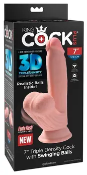 King Cock Plus 7” 3D Fanta Flesh Model with Swinging Anatomical Base, Beige