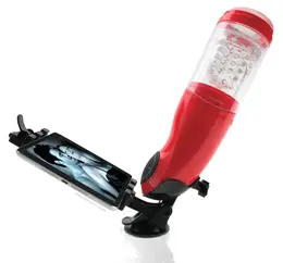 Pipedream Mega-Bator Red/Clear - Automatic Intimate Machine, 27.9 cm