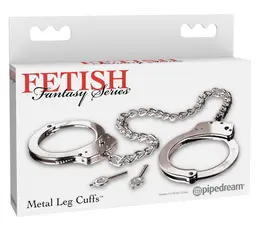 FFS Metal Leg Cuffs Silver - Adjustable Steel Restraint System 45cm