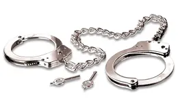 FFS Metal Leg Cuffs Silver - Adjustable Steel Restraint System 45cm