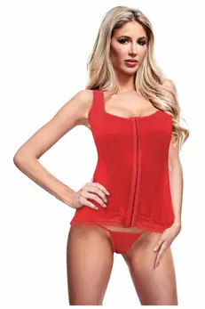 Baci Bustier Red S - Elegant Lace-Up Corset with Decorative Edges