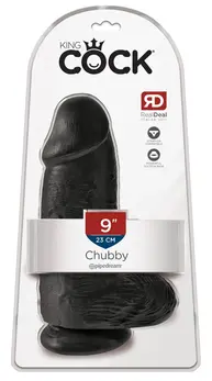 King Cock Chubby Dark Anatomical Model with Suction Cup 22.9 cm