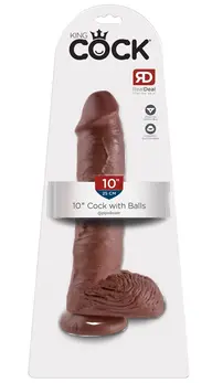 Pipedream King Cock 10 Inch Balls Brown Anatomical Model PVC
