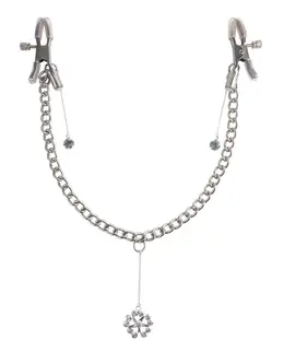 FFS Crystal Adjustable Nipple Clamp Set with Decorative Pendant, Silver