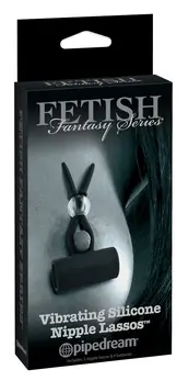 FFSLE Silicone Vibrating Nipple Lassos - Adjustable, 6 cm, Black