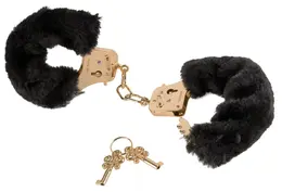FFS Gold Deluxe Adjustable Handcuffs with Removable Soft Faux Fur Cover