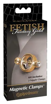 FFS Gold Magnetic Nipple Clamps with Decorative Gemstones, 5 cm