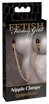 FFS Adjustable Nipple Clamps with Gold-Tone Chain, 42 cm, Metal/PVC