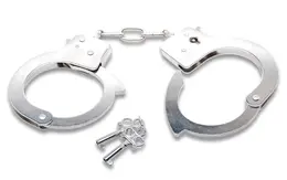 FFS Metal Handcuffs Silver Adjustable with Safety Quick-Release 9.6cm