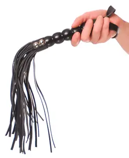 FFS Beaded Cat-o-Nine Tails Intimate Flogger 22cm Black PU Handle