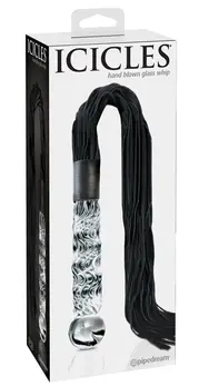 Pipedream Icicles No. 38 Glass Massage Wand with Leather Tassels 63cm Blue