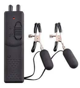 FFS Adjustable Vibrating Nipple Clamps with Remote Control, Silver-Black