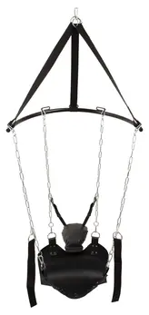 You2Toys Adjustable Leather Support Swing with Chains, Black, Max 75x49cm