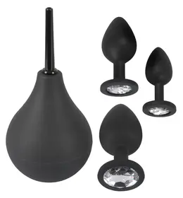 Black Velvets Anal Kit - Silicone Set with Douche and Decorative Plugs