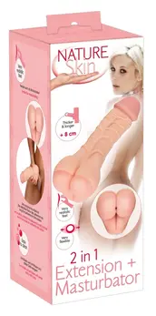 Nature Skin 2in1 Intimate Extension Sleeve, Flexible TPE, 21 cm