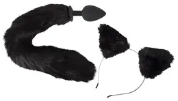 Bad Kitty Pet Play Set - Intimate Tail Plug & Cat Ears Headband, Black