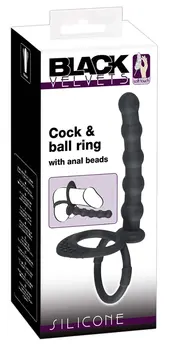 Black Velvets Intimate Silicone Ring Set with Beaded Extension 19cm