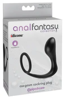 Pipedream Ass-Gasm Black Intimate Ring with Plug, Silicone, 10 cm