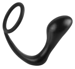 Pipedream Ass-Gasm Black Intimate Ring with Plug, Silicone, 10 cm