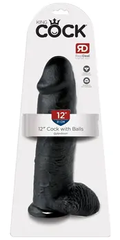 King Cock Model 12'' Black - Anatomical System with Suction Base